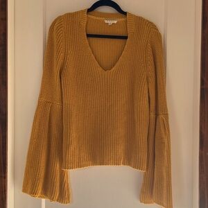THML Yellow Bell Sleeve Knit Sweater, large